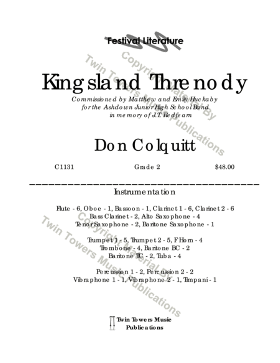 Kingsland Threnody Concert Band scores gallery preview page 2