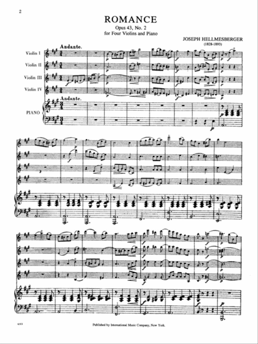 Romance, Opus 43, No. 2 Violin scores gallery preview page 2