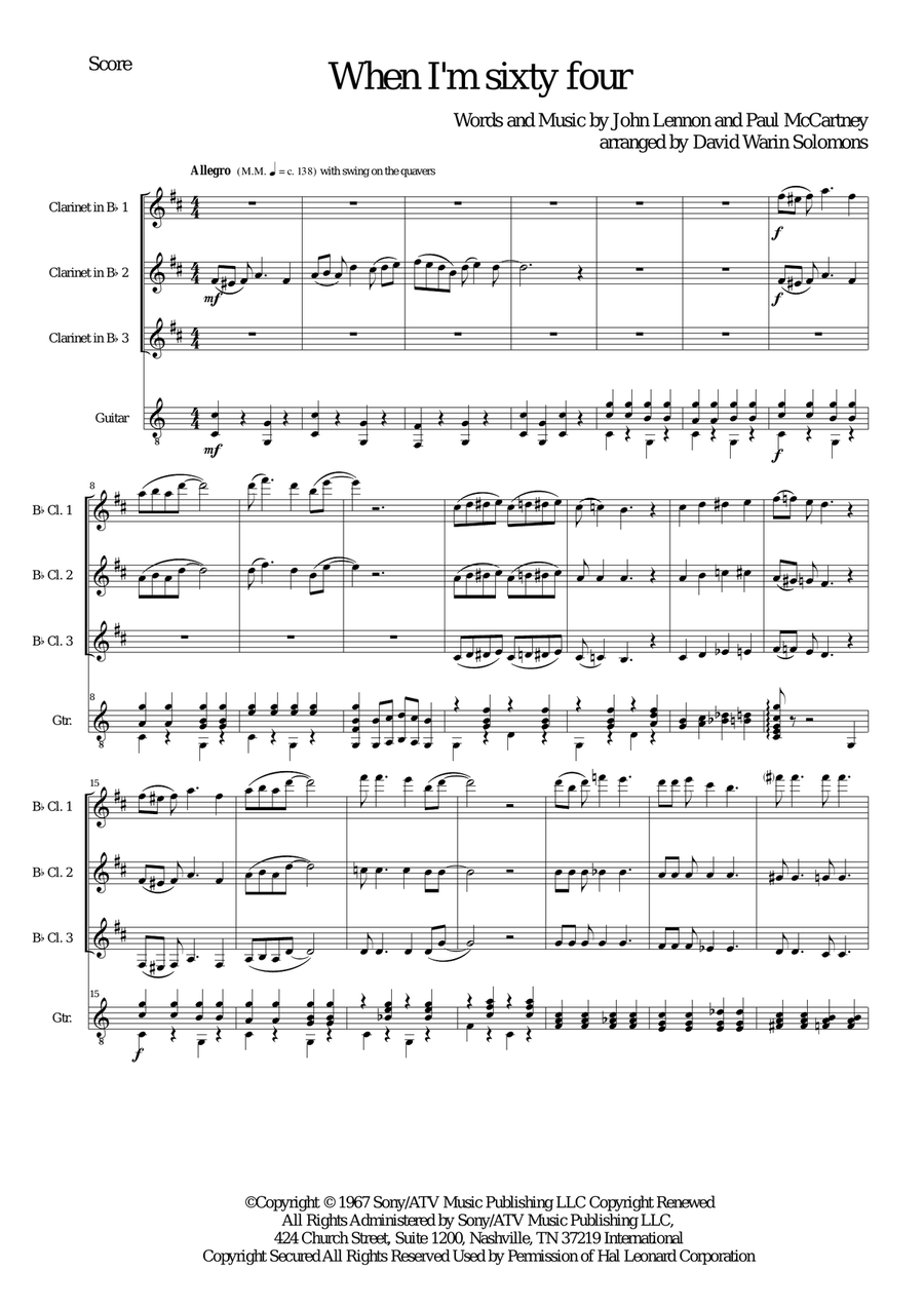 When I'm Sixty-Four Small Ensemble scores gallery preview page 1