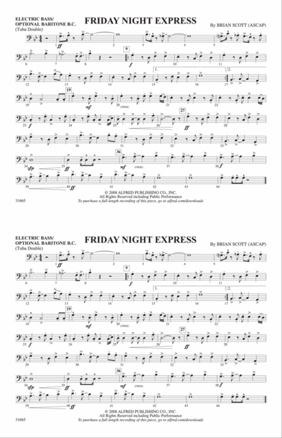 Friday Night Express: Electric Bass Marching Band scores gallery preview page 1