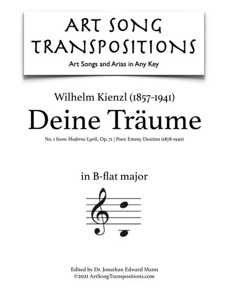 KIENZL: Deine Träume, Op. 71 no. 1 (transposed to B-flat major)