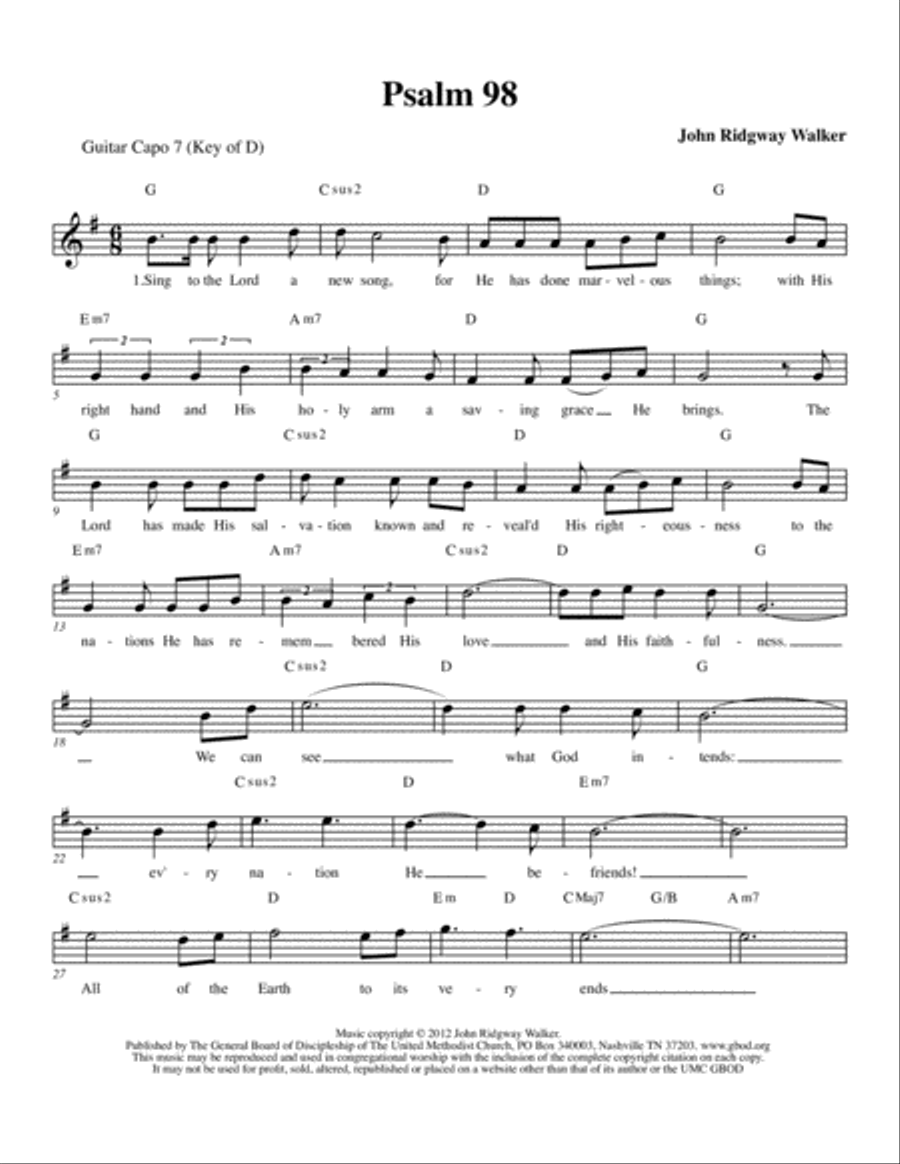 Sing to the Lord a New Song (Psalm 98) Complete congregational packet Unison Choir scores gallery preview page 4
