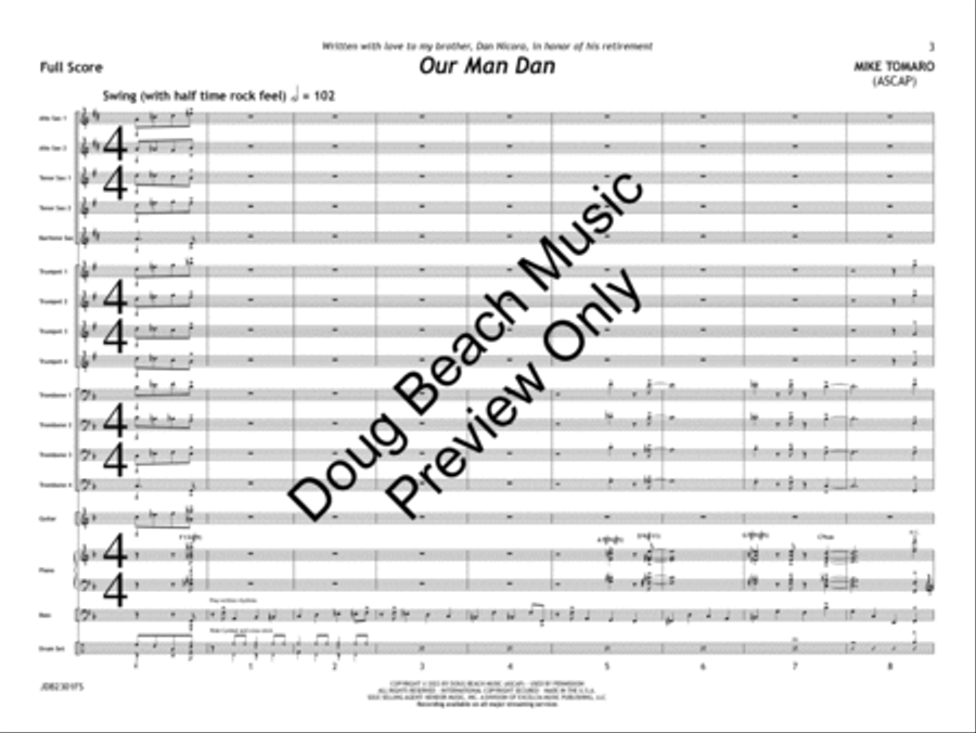 Our Man Dan (Score) Jazz Ensemble scores gallery preview page 4
