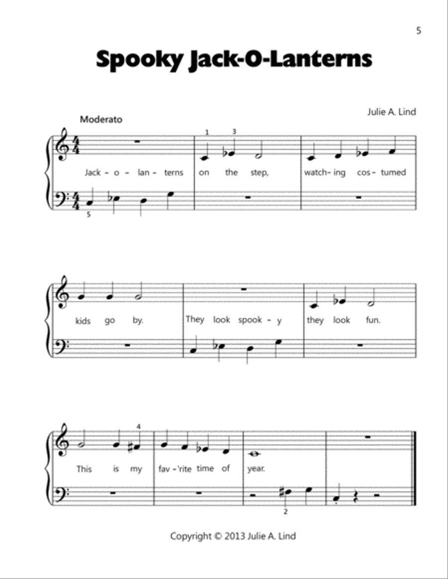 Halloween Piano Solos for Kids Easy Piano scores gallery preview page 6