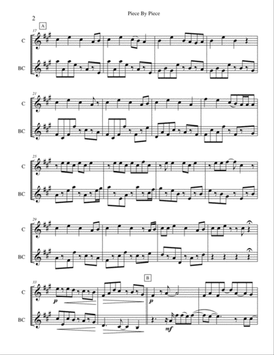 Piece By Piece Piece By Piece Clarinet Duet scores gallery preview page 2