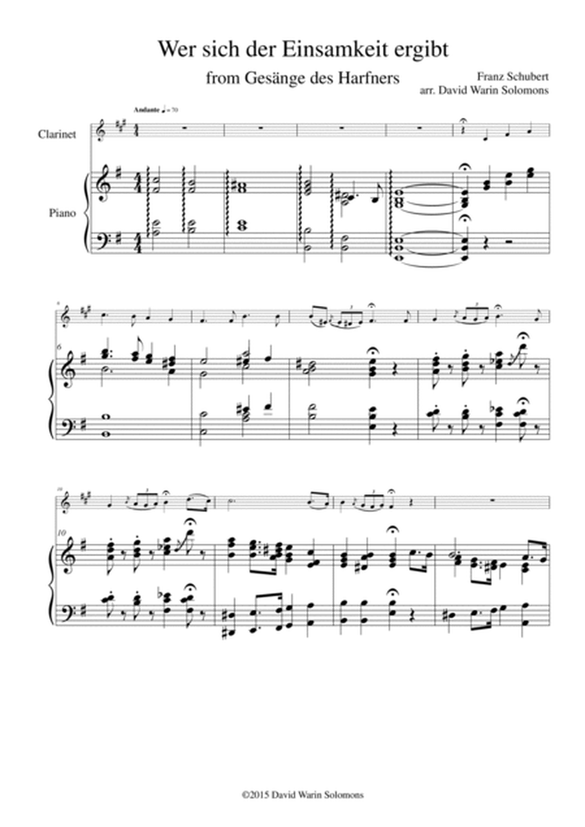 Gesänge des Harfners (Songs of the Harpist) for clarinet and piano image number null