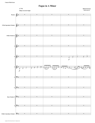 Fugue in A Minor by Richard Strauss for Clarinet Choir+ Piccolo