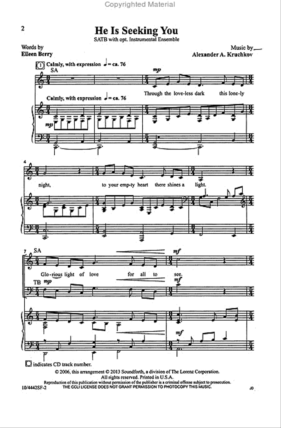 He Is Seeking You 4-Part scores gallery preview page 2
