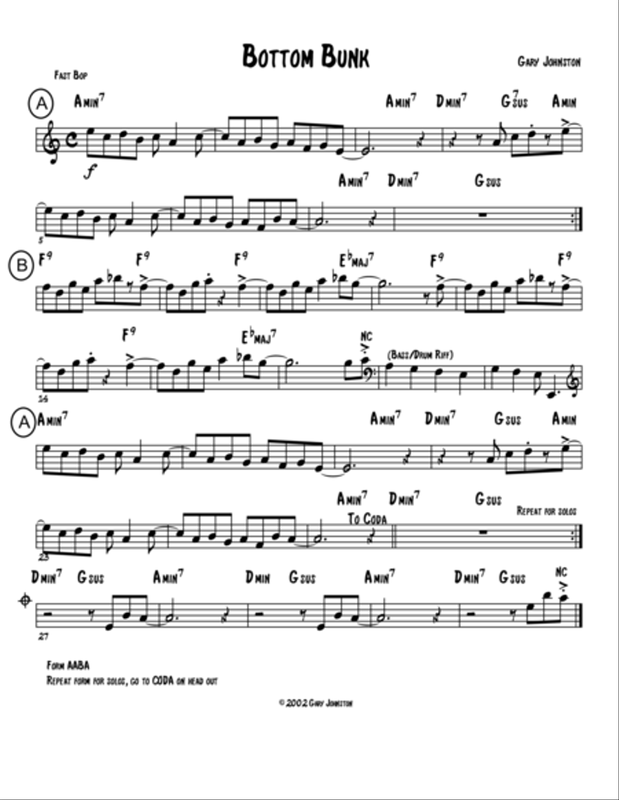 Bottom Bunk Jazz Ensemble scores gallery preview page 1