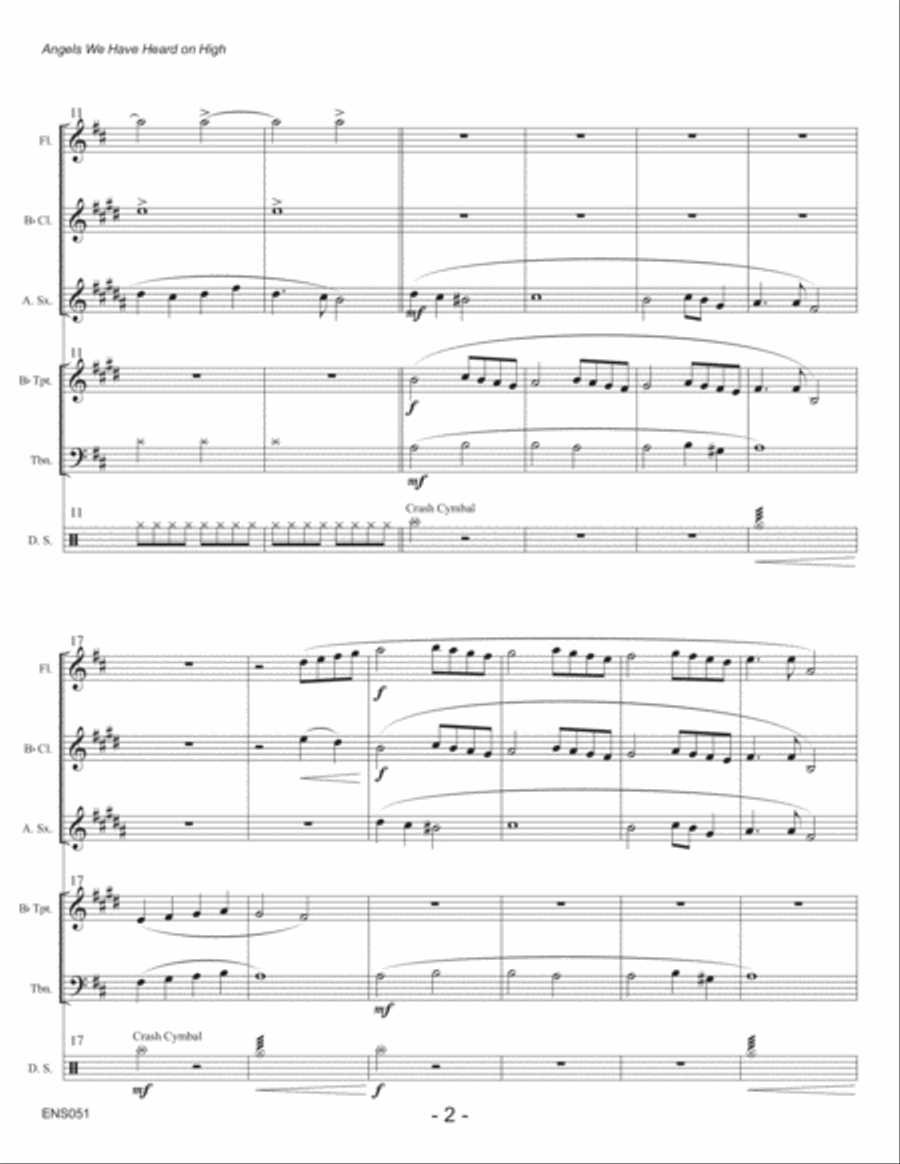 ANGELS WE HAVE HEARD ON HIGH - MIXED ENSEMBLE with optional Piano Large Ensemble scores gallery preview page 2