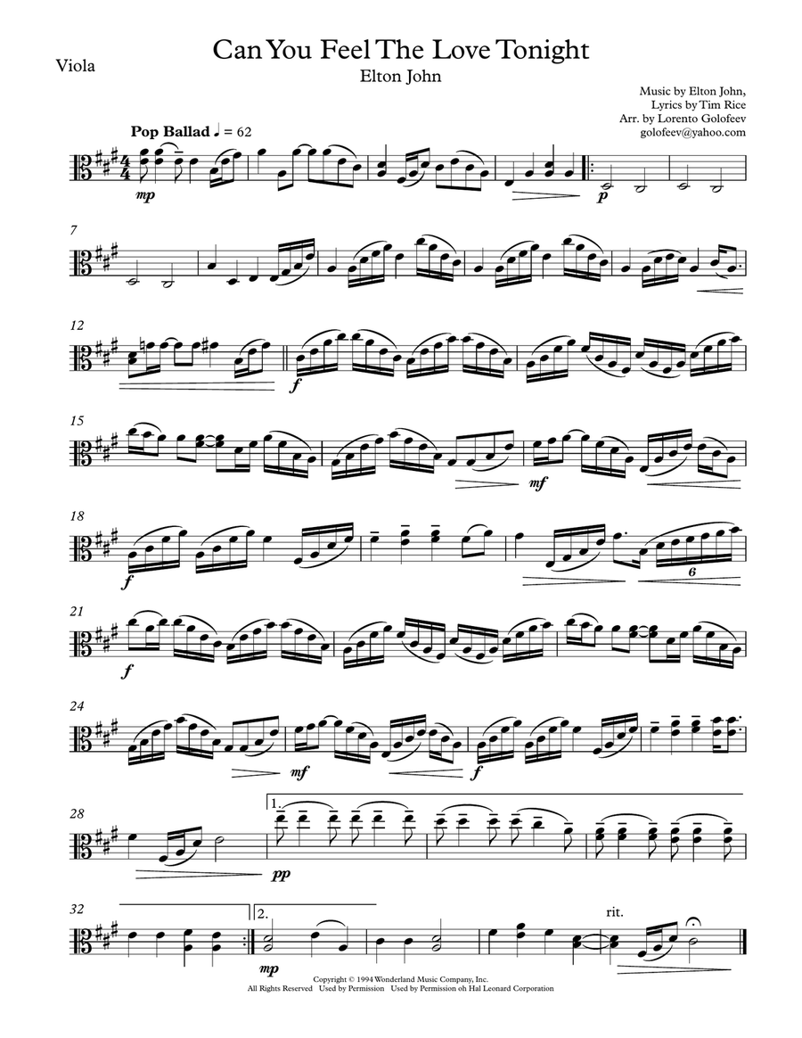 Can You Feel The Love Tonight String Trio scores gallery preview page 2