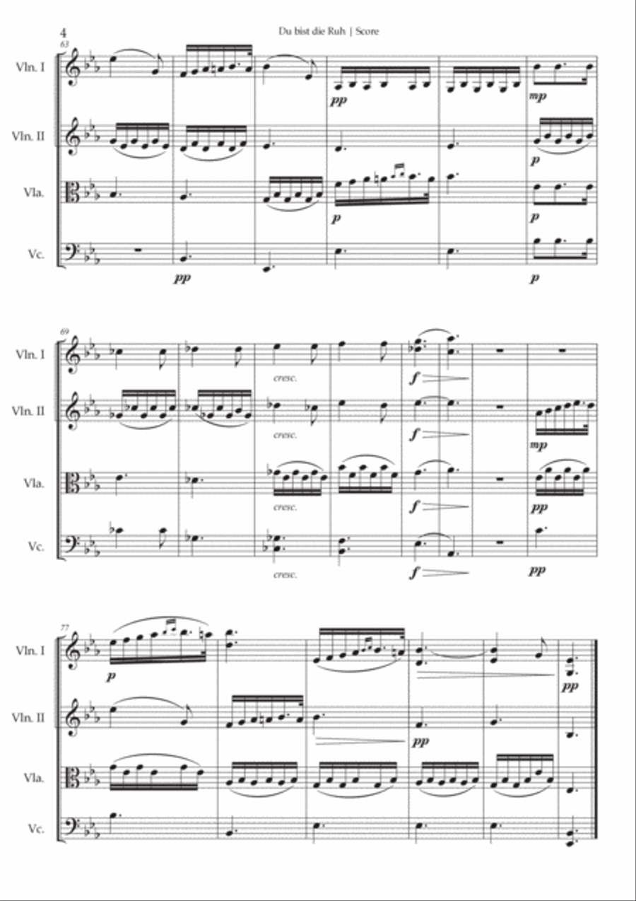Du bist die Ruh String Quartet scores gallery preview page 4