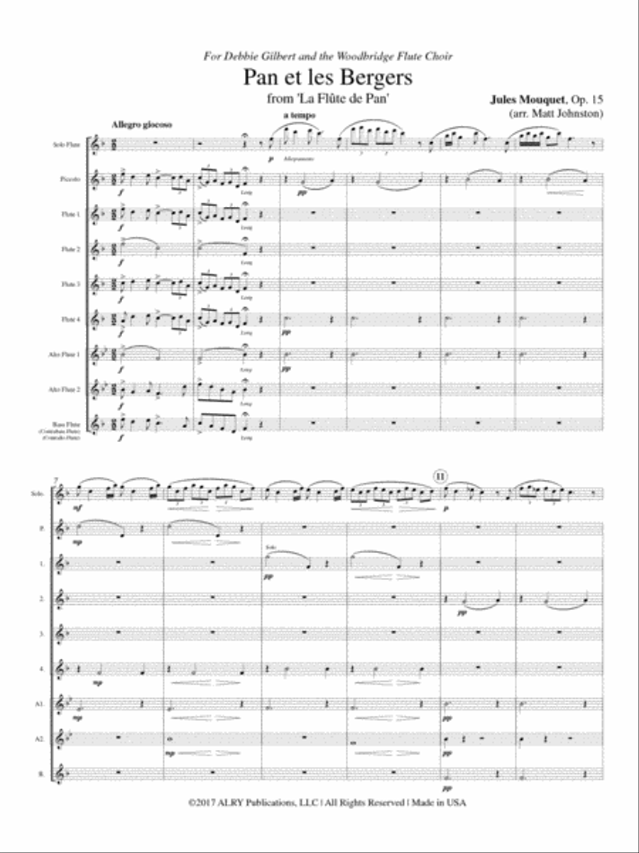 Pan et les Bergers, from La Flute de Pan for Solo Flute and Flute Choir Flute Choir scores gallery preview page 2