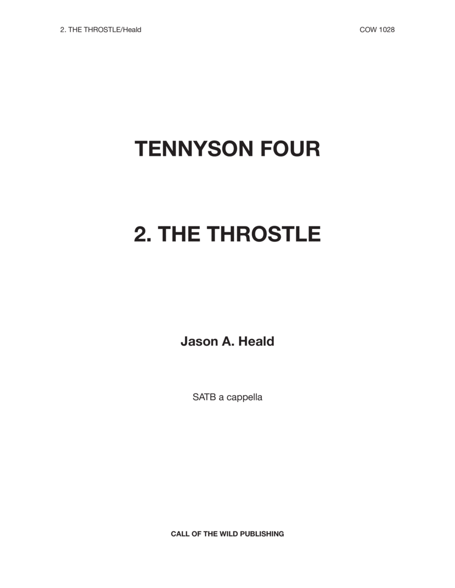 Book cover for "The Throstle" for SATB choir