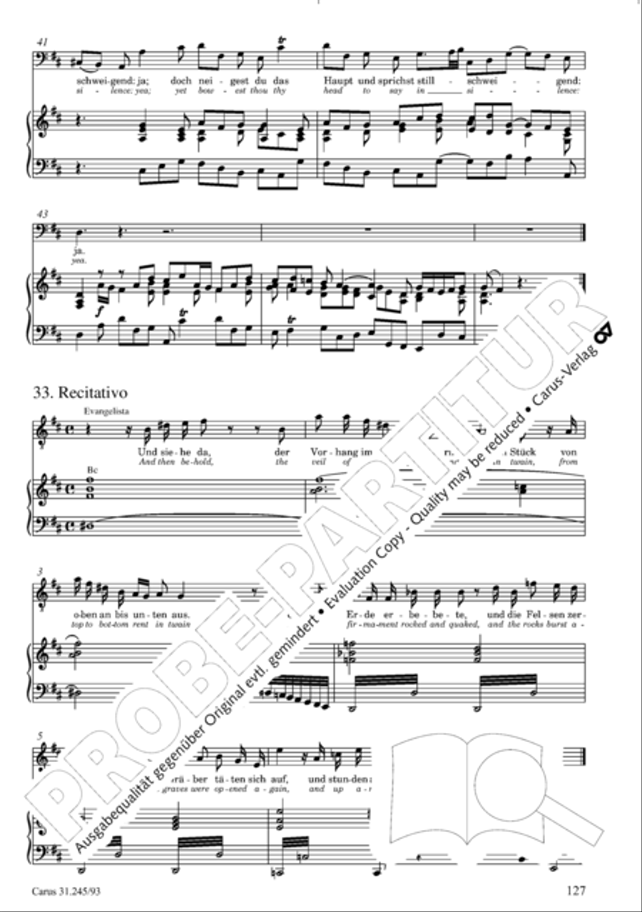 St. John Passion (Johannes-Passion) 4-Part scores gallery preview page 128