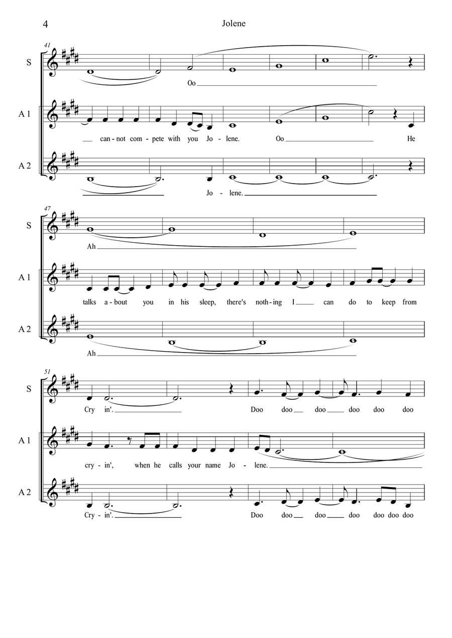 Jolene A Cappella scores gallery preview page 4
