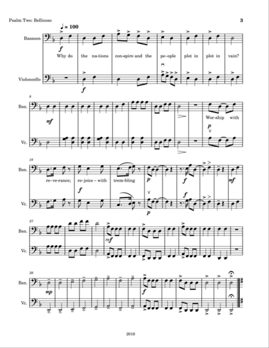 Psalms for Bassoon and Cello Woodwind Ensemble scores gallery preview page 3