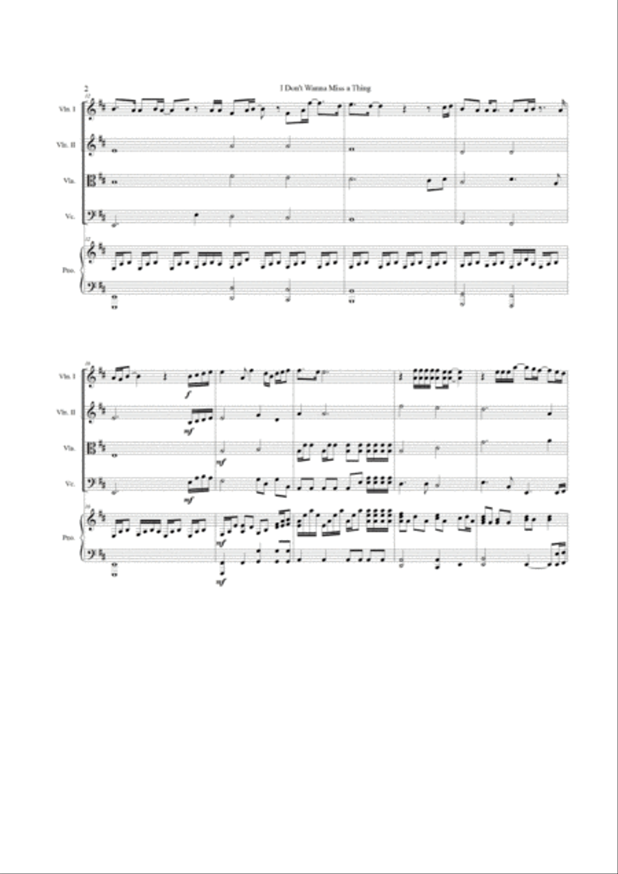 I Don't Want To Miss A Thing Piano Quintet scores gallery preview page 2