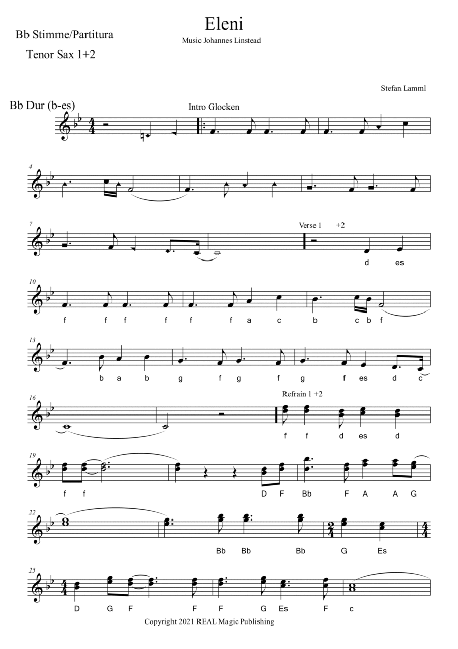 Eleni Tenor Saxophone scores gallery preview page 1