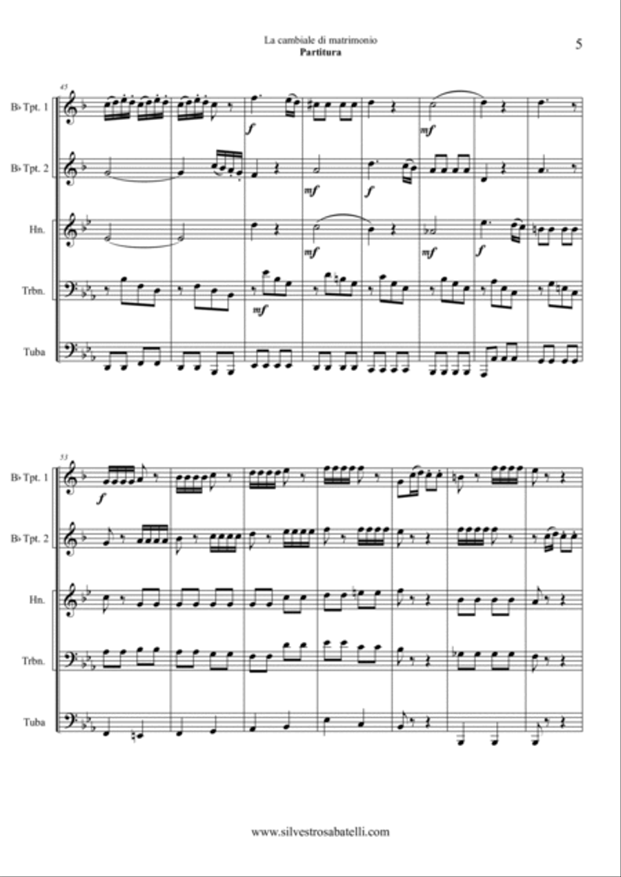 La cambiale di matrimonio Brass Ensemble scores gallery preview page 6