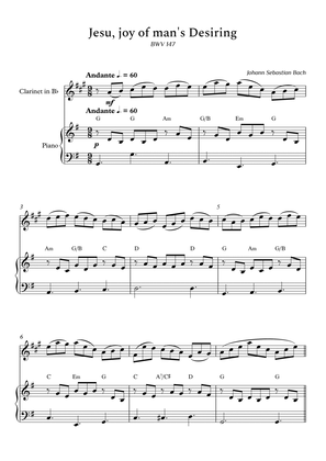 Jesu, Joy of Man's Desiring for Clarinet and Piano (Arpeggios With Chords) - Score and Parts