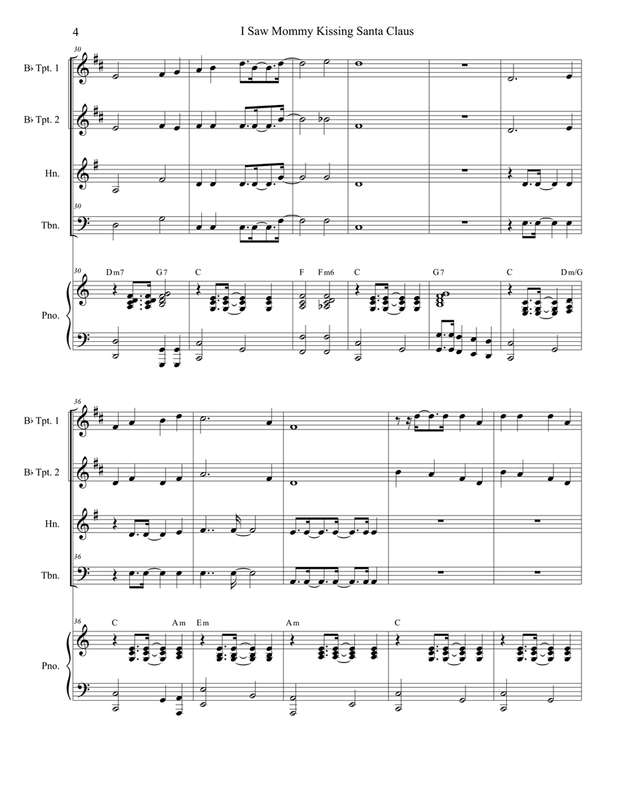 I Saw Mommy Kissing Santa Claus Brass Quartet scores gallery preview page 4