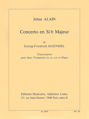 Book cover for Concerto Op.4, No.2 In B Flat Major (trumpets 2 & Organ)