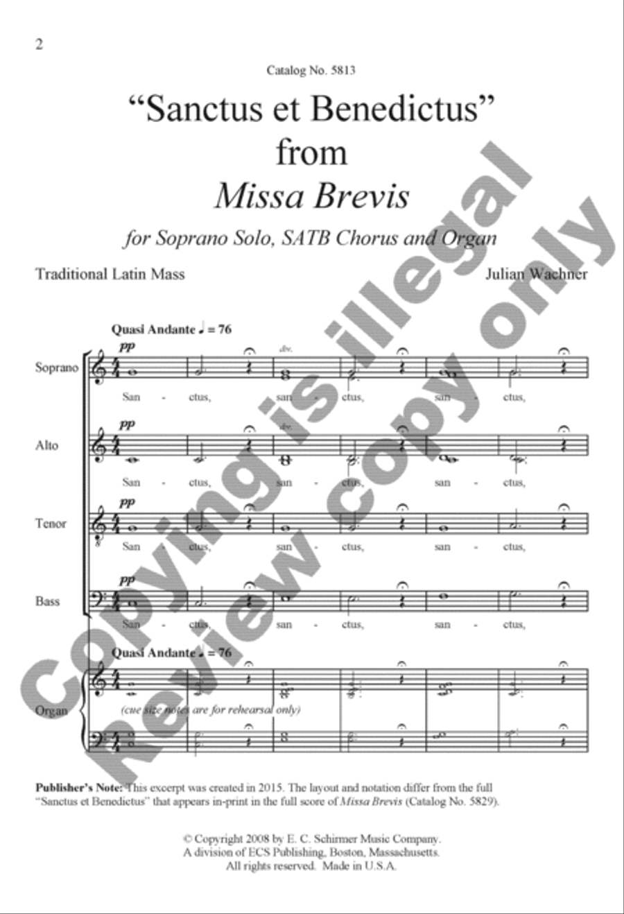 Sanctus et Benedictus from Missa Brevis 4-Part scores gallery preview page 2