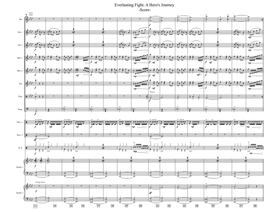 Everlasting Fight: A Hero's Journey (percussion ensemble piece) Percussion Ensemble scores gallery preview page 2