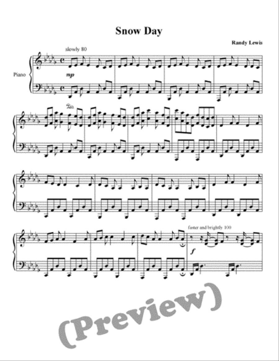 Snow Day Piano Solo scores gallery preview page 1