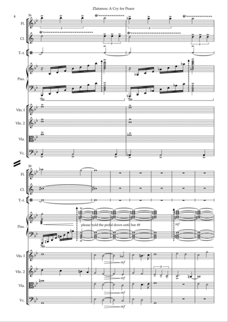 A CRY FOR PEACE, for chamber group School and Community scores gallery preview page 4