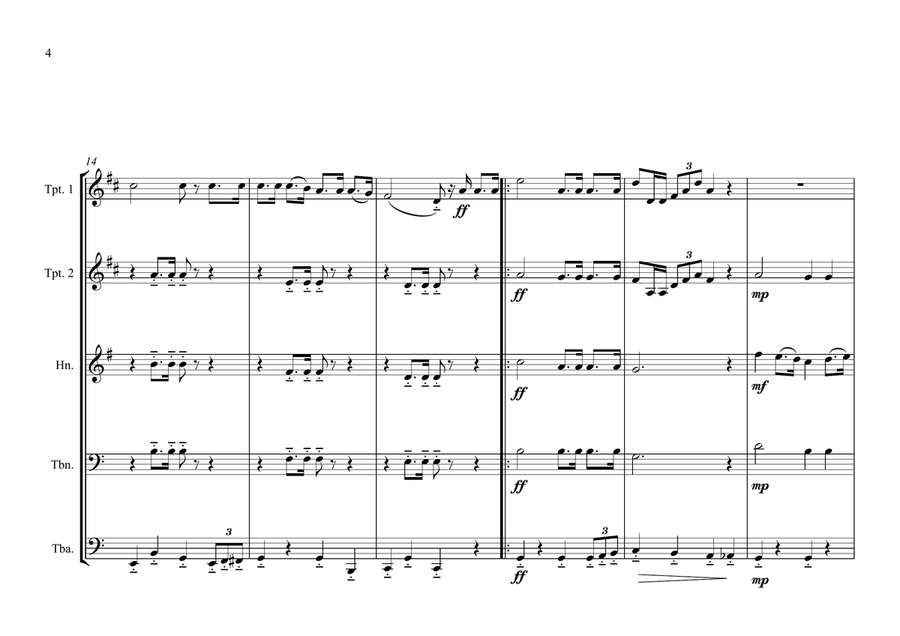 Angolan National Anthem for Brass Quintet (World National Anthem Series) Brass Quintet scores gallery preview page 4