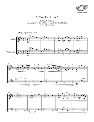 Book cover for Clair De Lune - Violin & Cello Duet - Claude Debussy arr. Cellobat