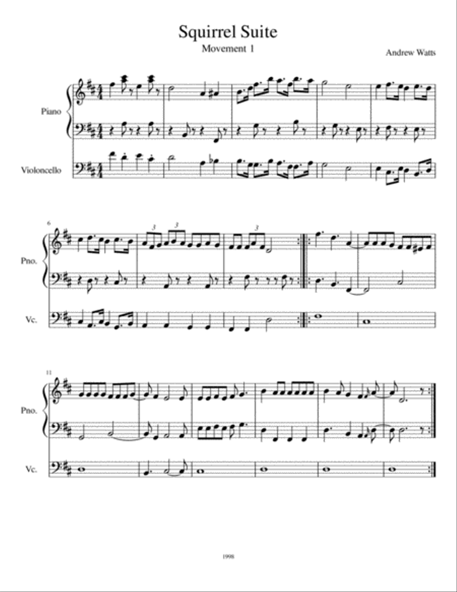 Squirrel Suite, Movement 1 Piano scores gallery preview page 1