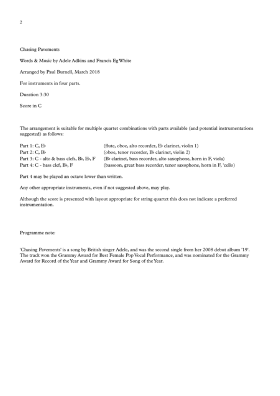 Chasing Pavements Small Ensemble scores gallery preview page 2