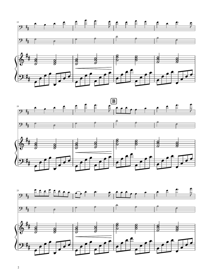 Canon in D - Trombone and Euphonium Duet Brass Duet scores gallery preview page 2