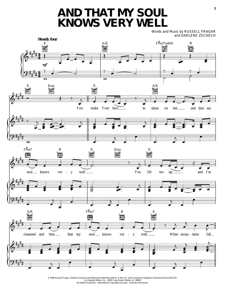 And That My Soul Knows Very Well Piano, Vocal, Guitar scores gallery preview page 1