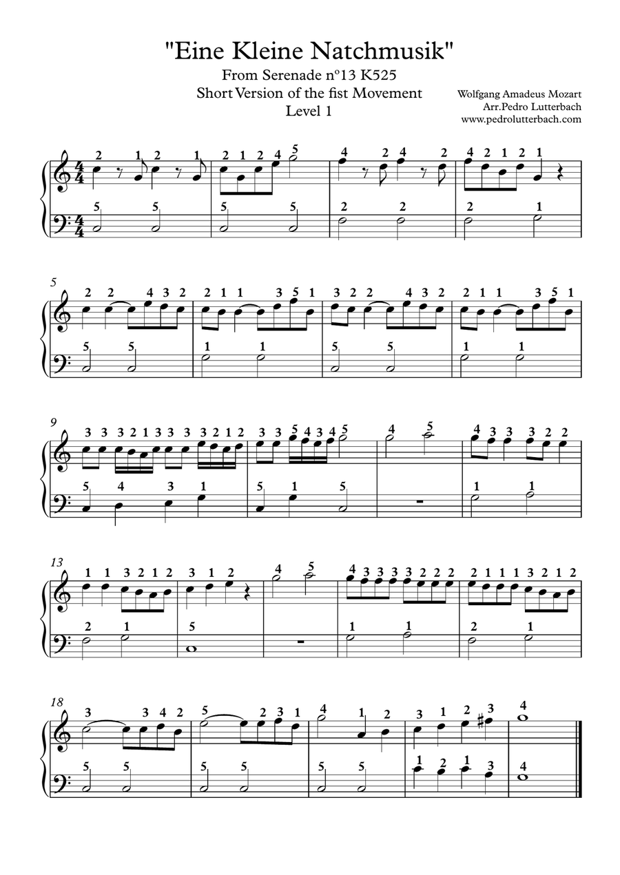 Serenade nº13 Mozart Easy Piano scores gallery preview page 1