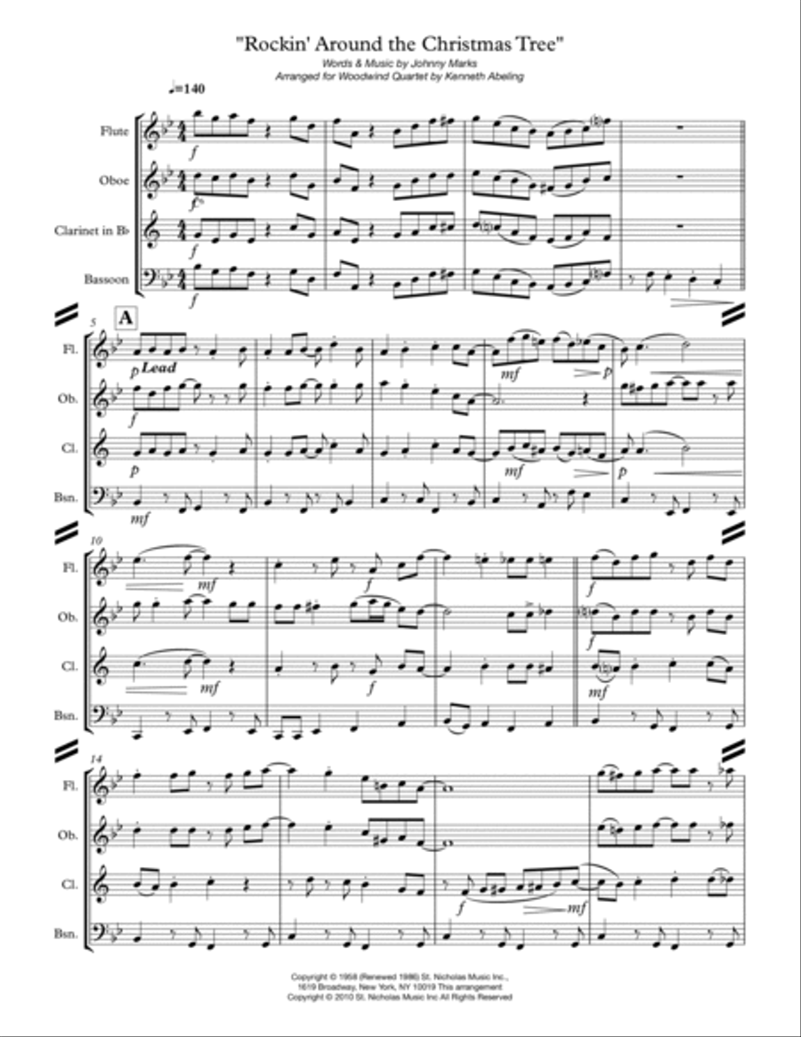 Rockin' Around The Christmas Tree Woodwind Quartet scores gallery preview page 2