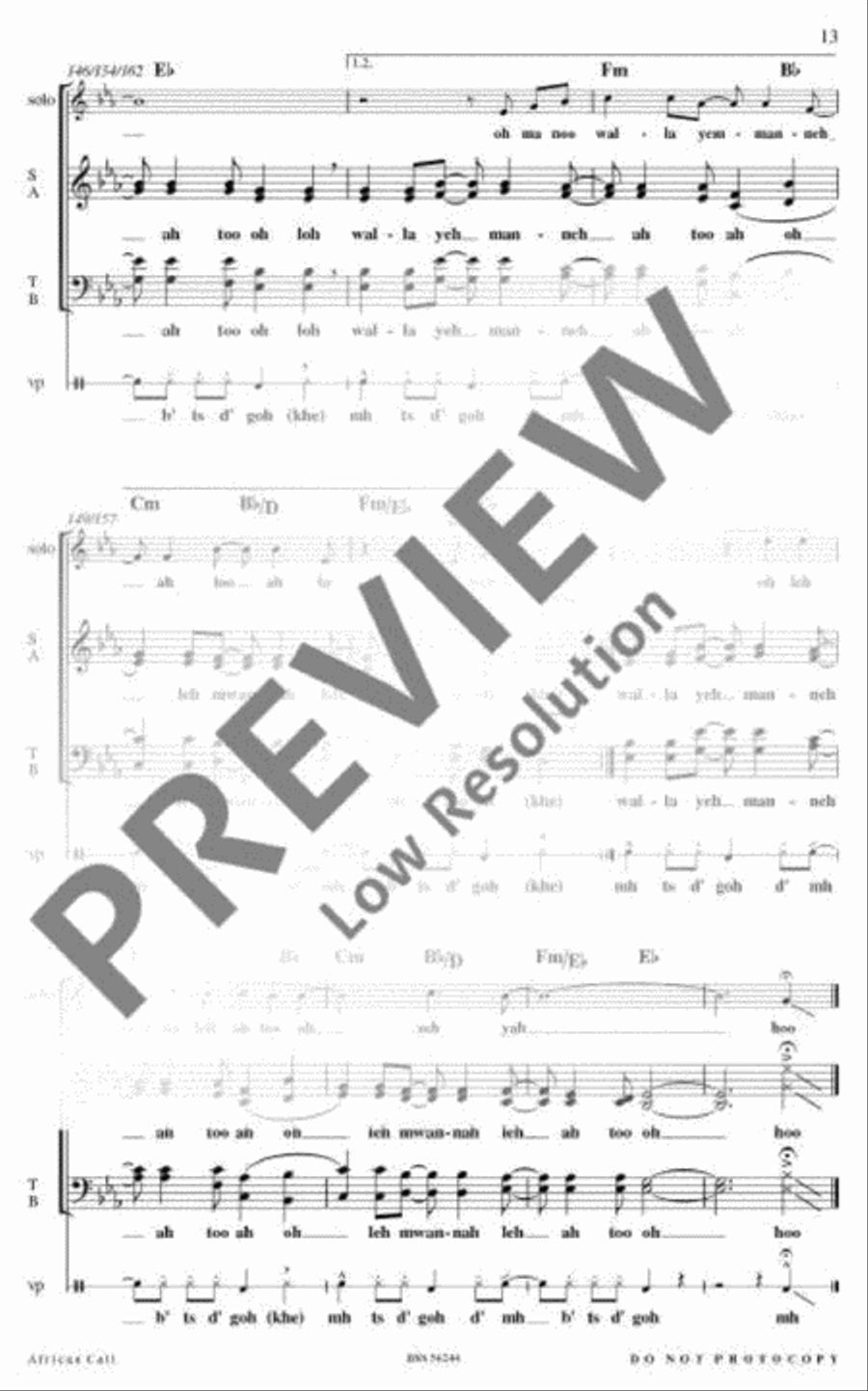 African Call 4-Part scores gallery preview page 16