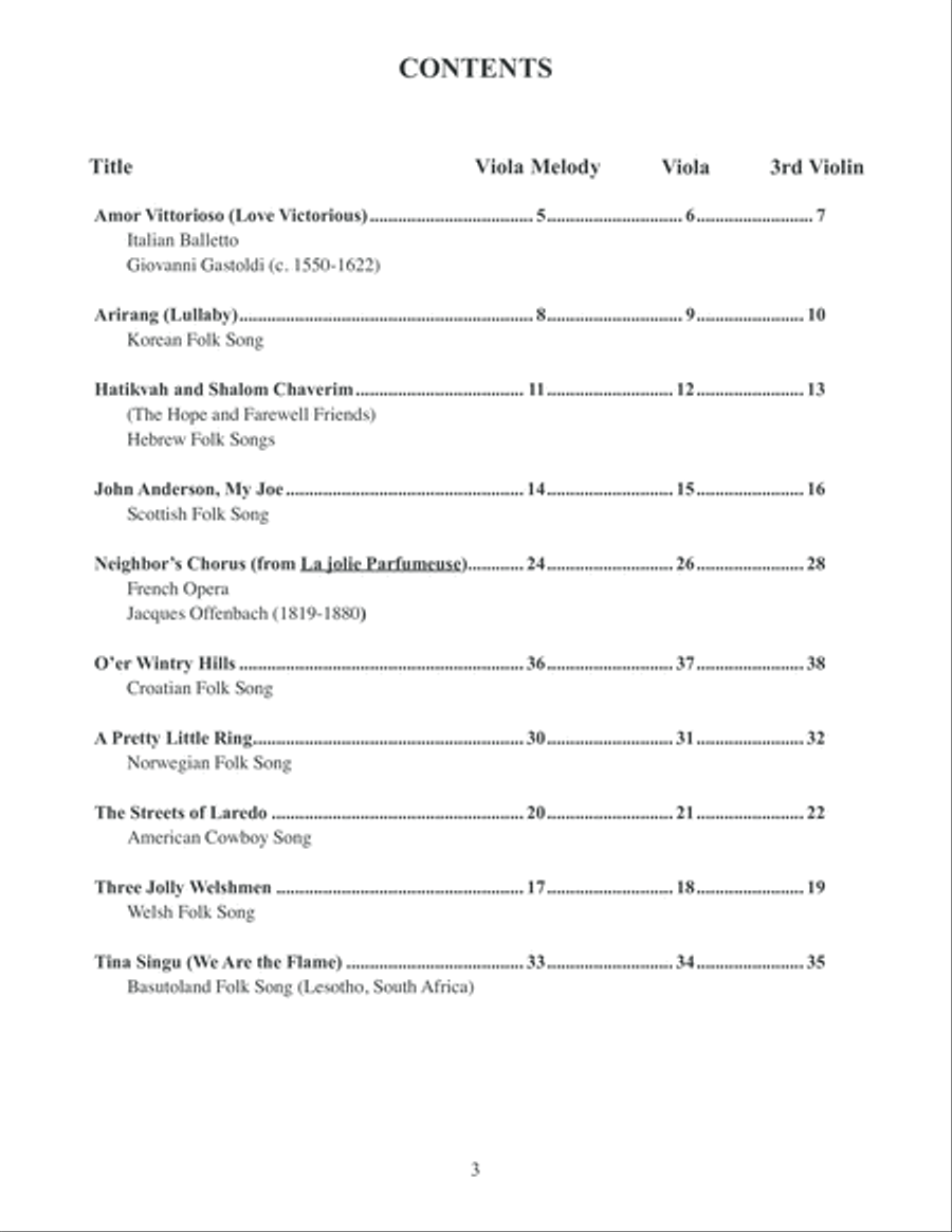Music from Around the World for Solo and Ensemble, Viola/Violin 3 Violin scores gallery preview page 4