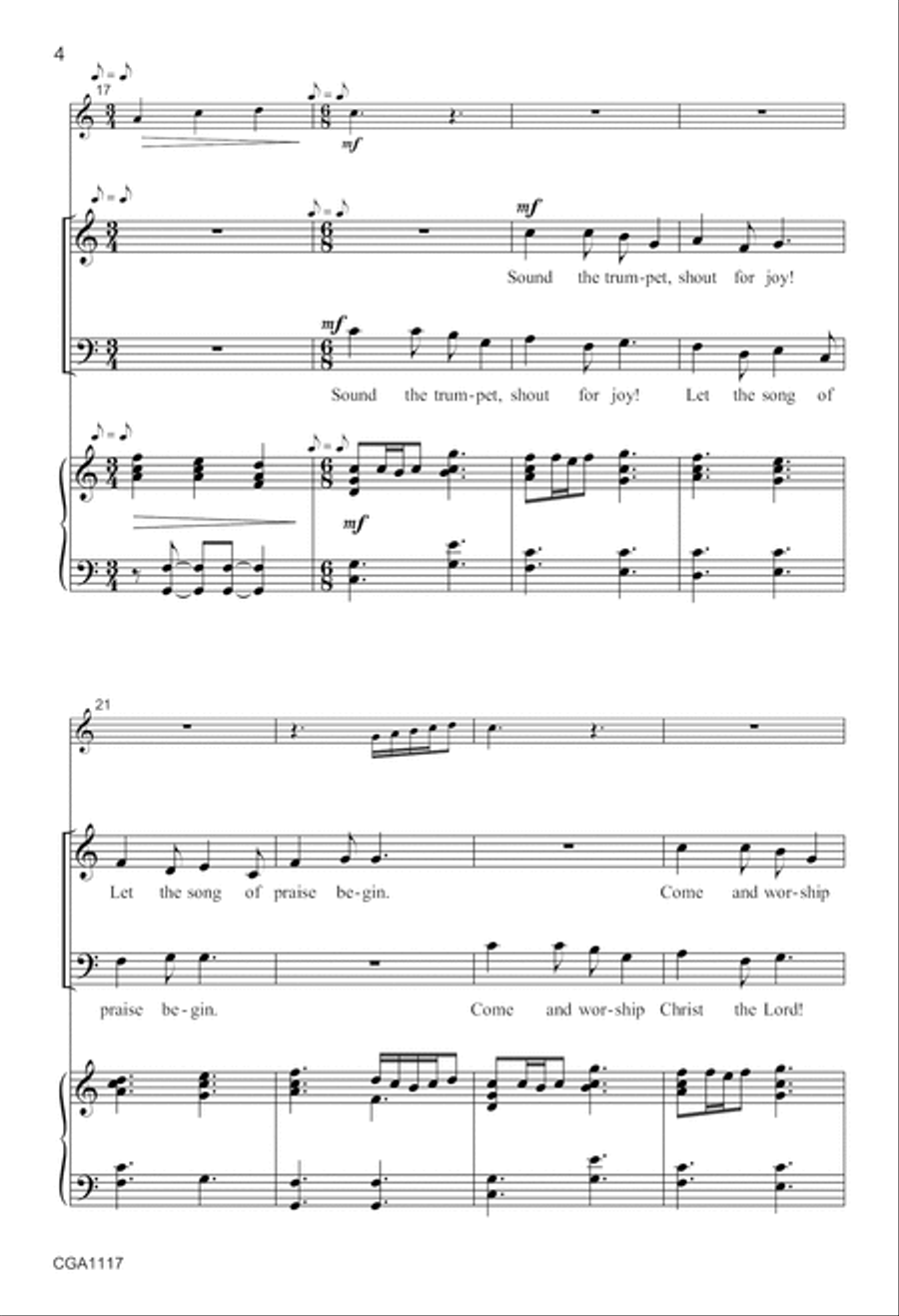 Sound the Trumpet Unison Choir scores gallery preview page 4