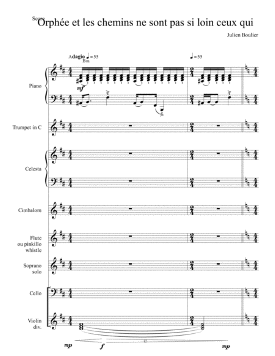 Orphée et les chemins ne sont pas si loin ceux qui version orchestrée Large Ensemble scores gallery preview page 1