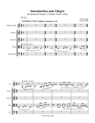 Introduction and Allegro (for Clarinet and String Quartet)