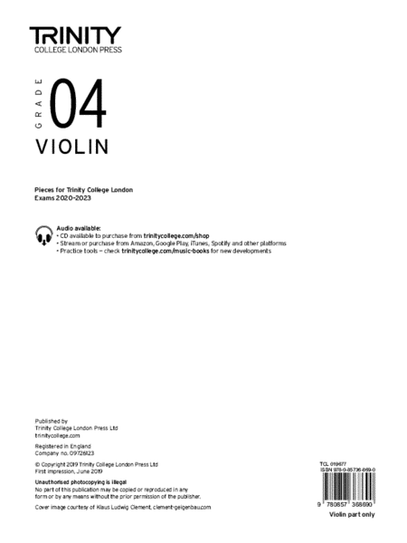 Violin Exam Pieces 2020-2023: Grade 4 (part only)