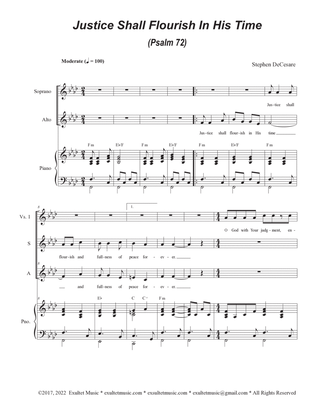 Justice Shall Flourish In His Time (Psalm 72) (Duet for Soprano and Alto solo)