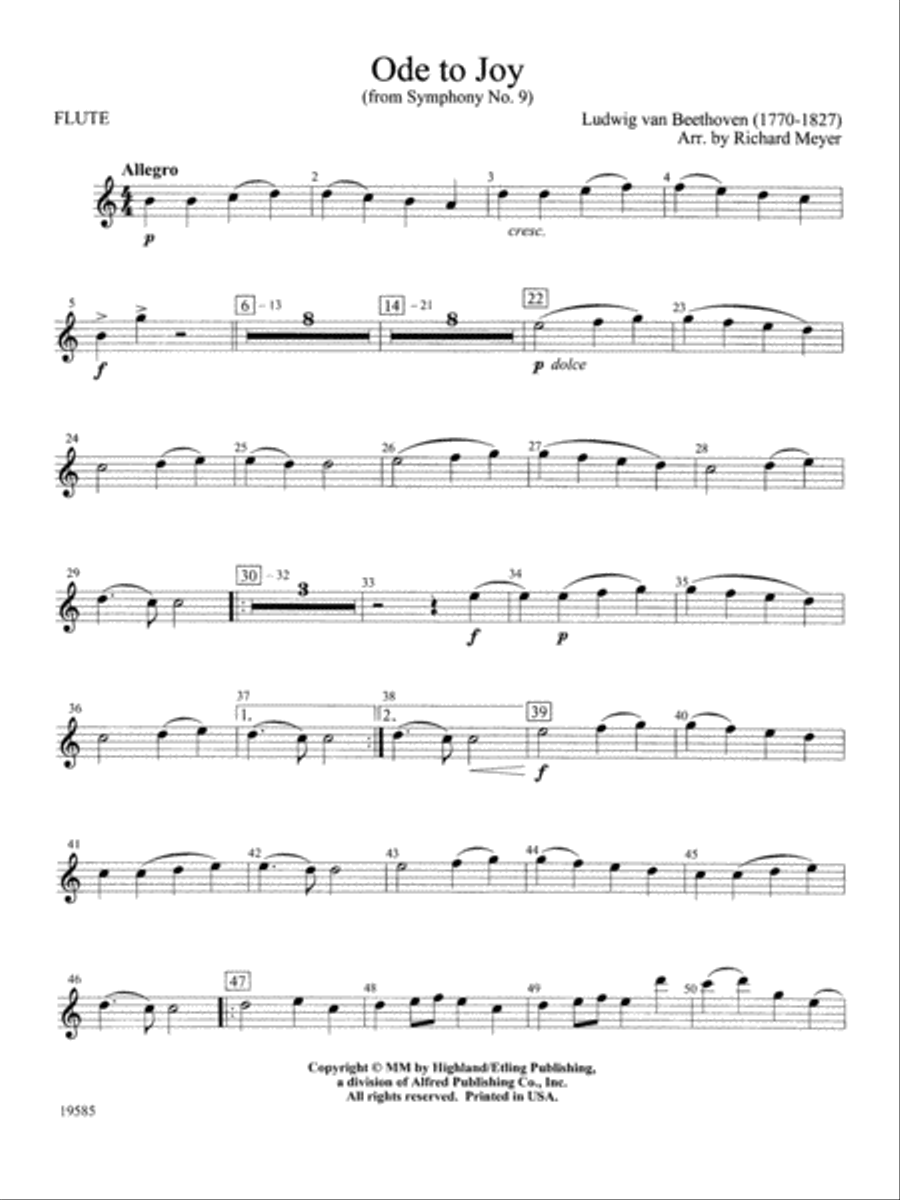 Ode to Joy from Symphony No. 9: Flute Full Orchestra scores gallery preview page 1