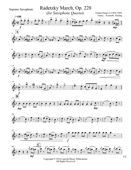 Radetzky March (for Saxophone Quartet SATB) image number null