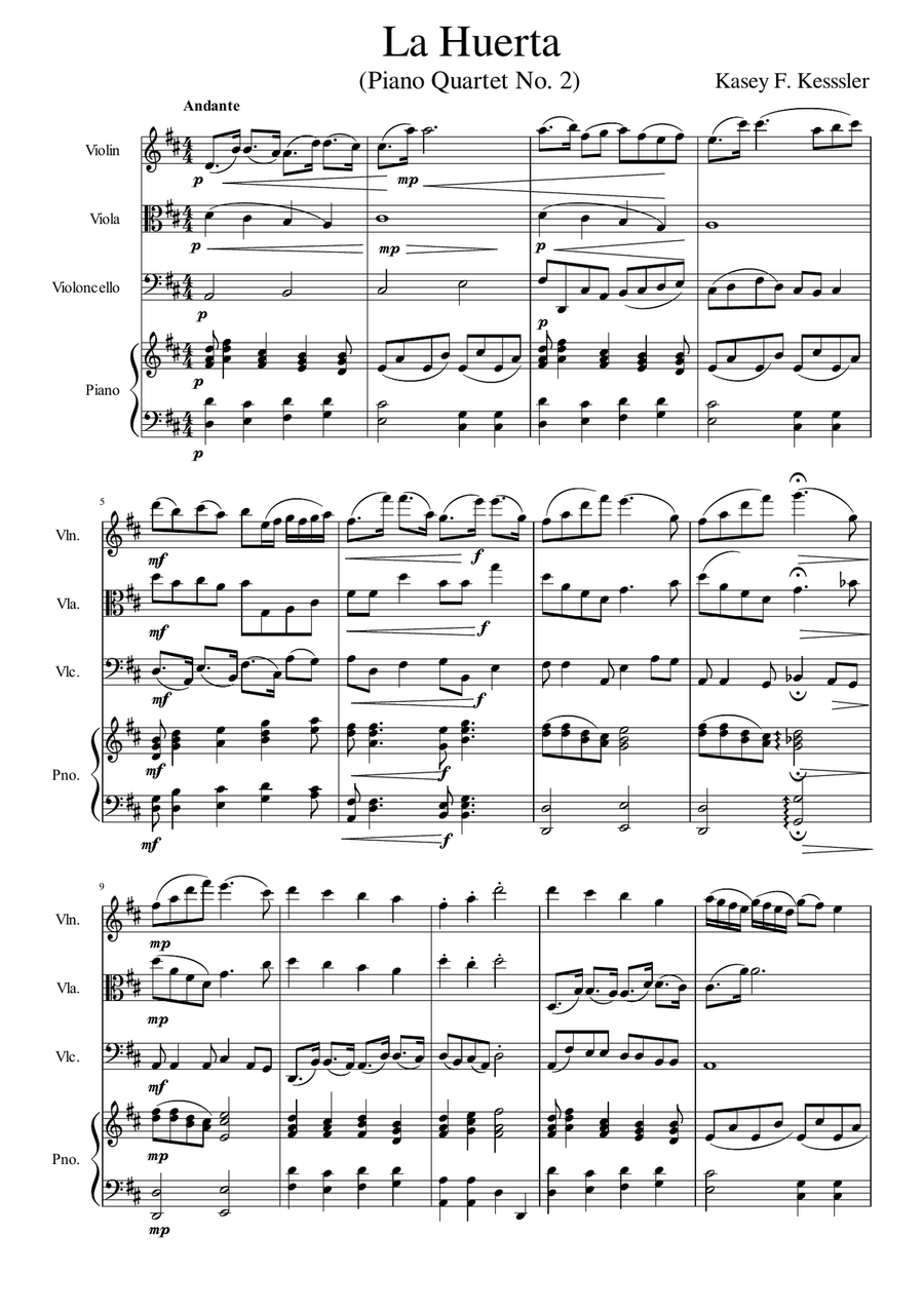 La Huerta (The Orchard) Piano Quartet No.2