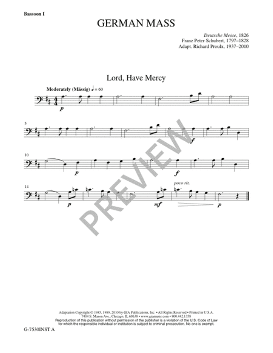 German Mass - Brass, Winds, and Timpani edition Bassoon scores gallery preview page 18